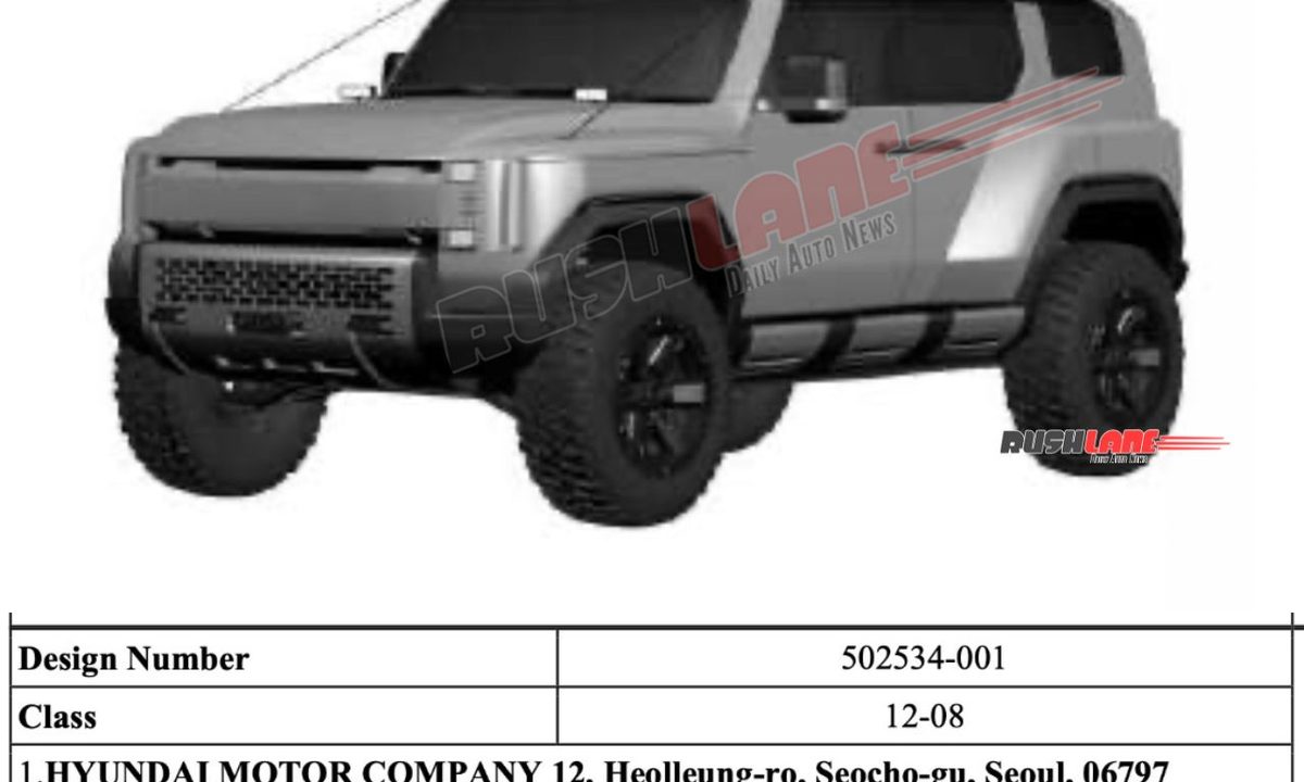 Hyundai Boulder SUV India patent design showing body-on-frame off-road 4x4 concept