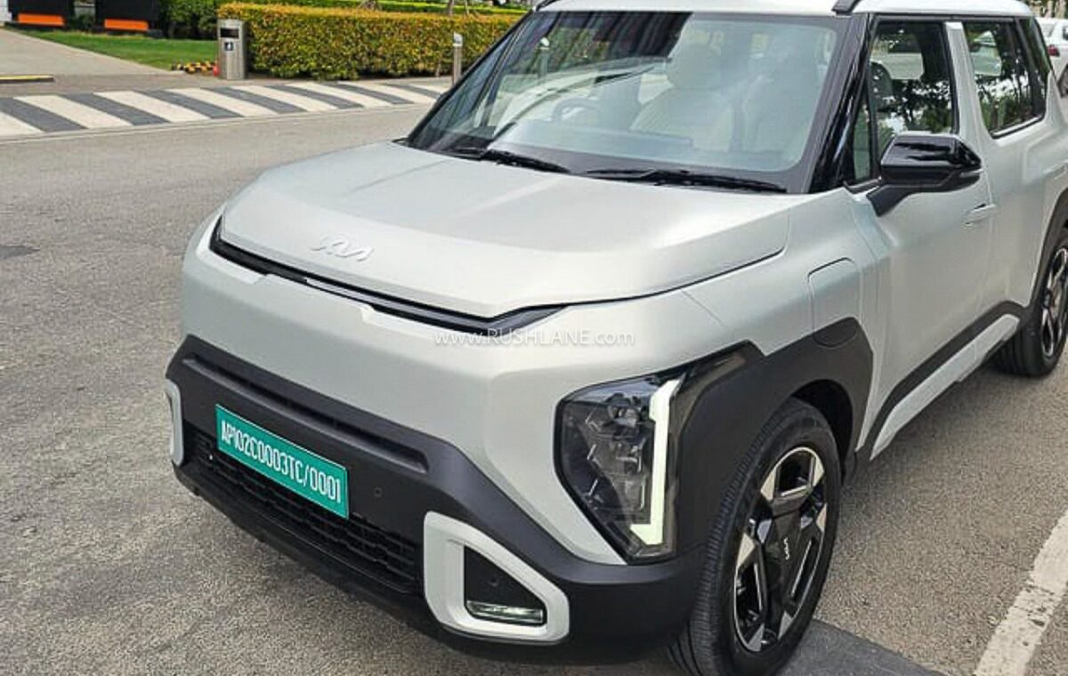 Kia Syros EV undisguised spy shot showing electric SUV design ahead of July launch