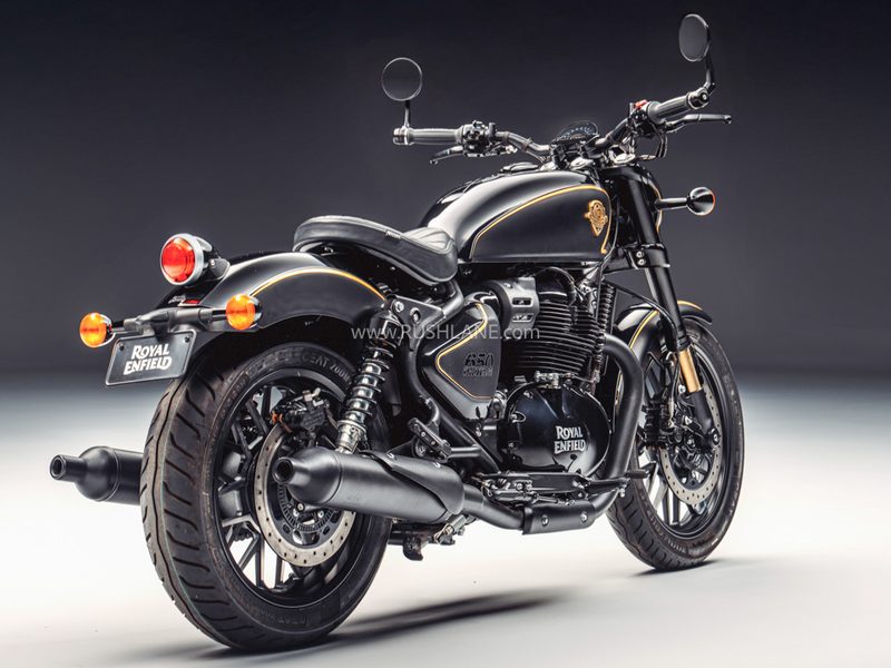 Royal Enfield Shotgun 650 Rough Crafts limited edition cruiser with all-black finish and gold striping