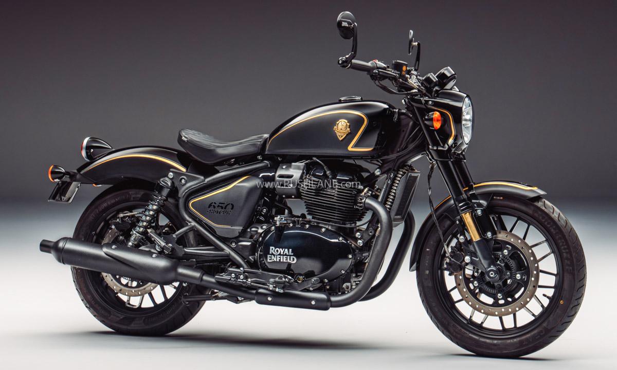 Royal Enfield Shotgun 650 Rough Crafts limited edition cruiser with all-black finish and gold striping