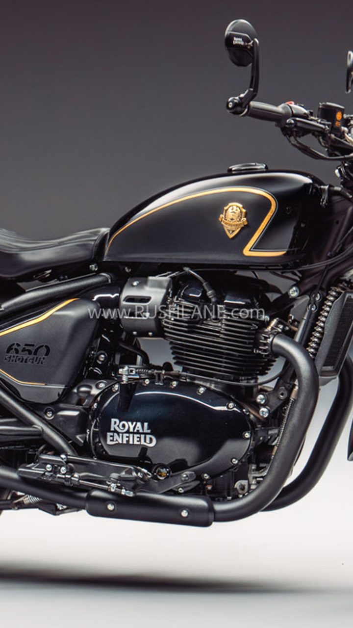 Royal Enfield Shotgun 650 Rough Crafts limited edition cruiser with all-black finish and gold striping