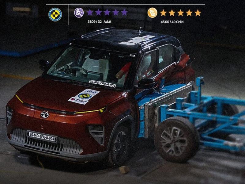 Tata Punch EV Bharat NCAP 5-star safety rating crash test certification