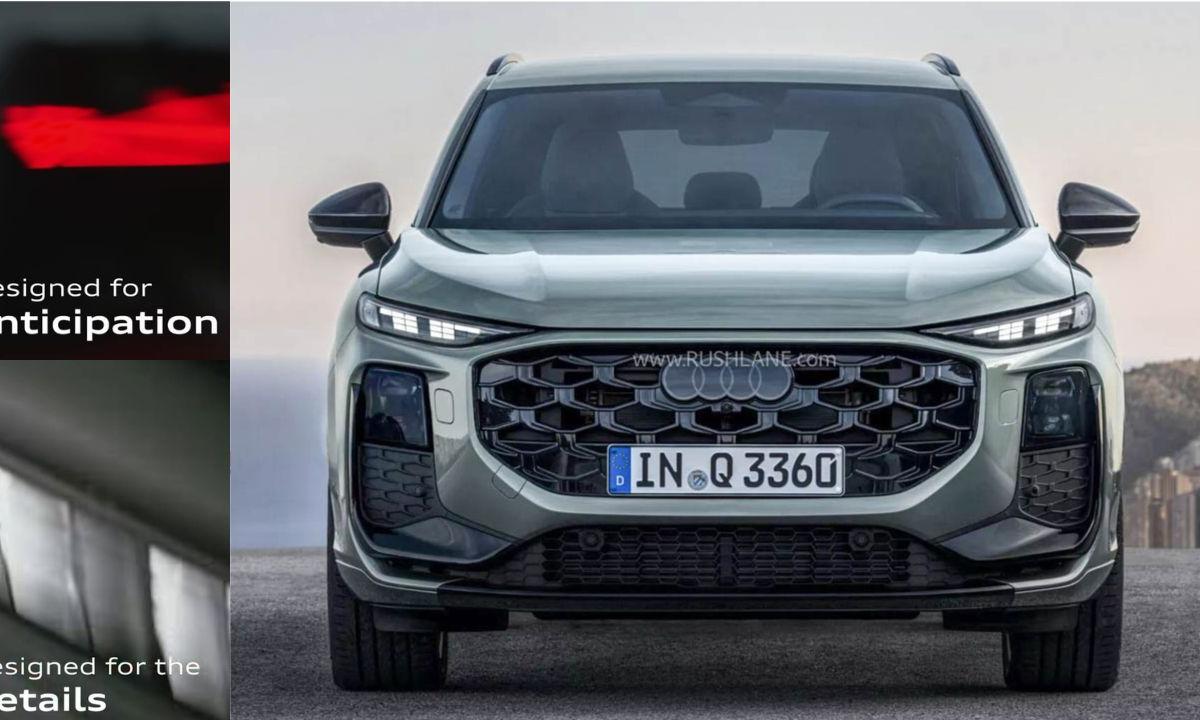 Teased image of new Audi Q3 India launch compact luxury SUV with angular design