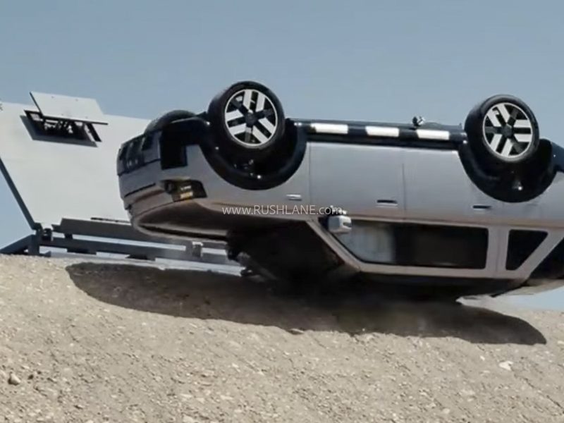 Freelander 8 SUV after rollover crash test, demonstrating durability and structural integrity
