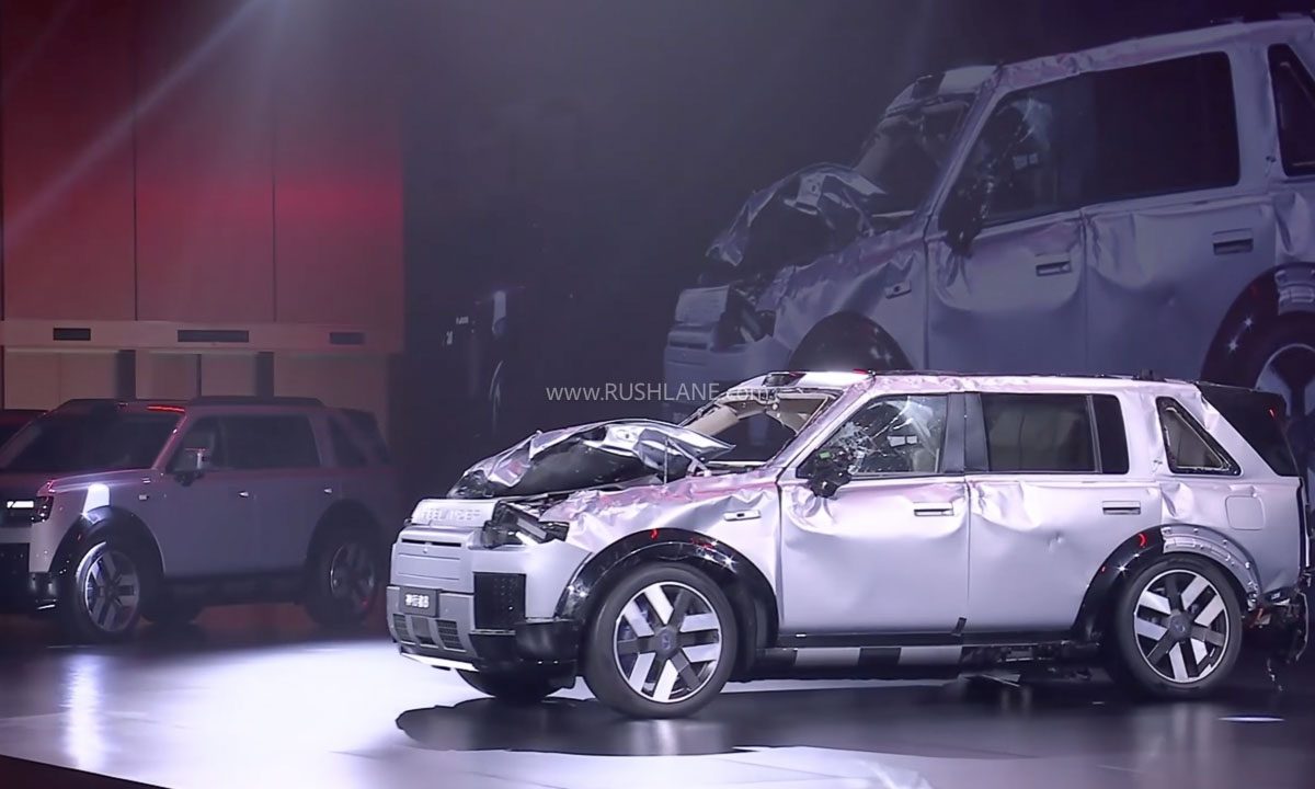 Freelander 8 SUV after rollover crash test, demonstrating durability and structural integrity