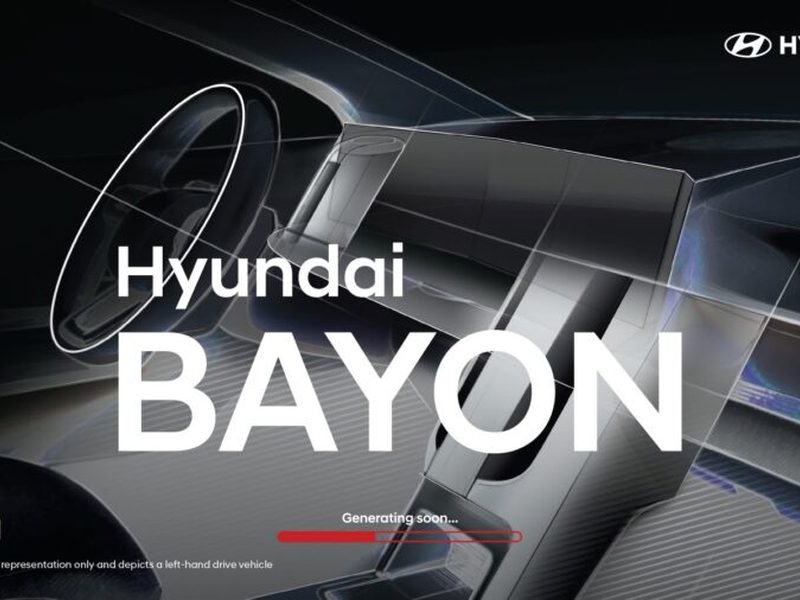 Hyundai Bayon design sketch showing Art of Steel exterior and premium cabin layout