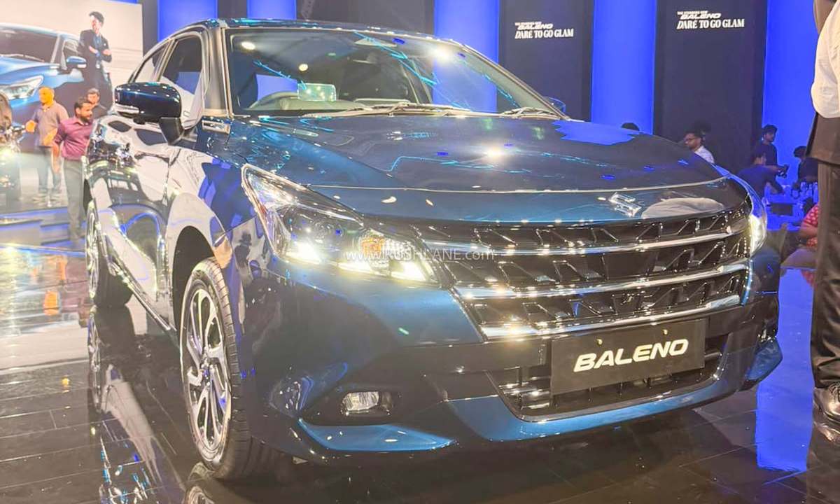 Maruti Baleno facelift front three-quarter view with Level 2 ADAS badge