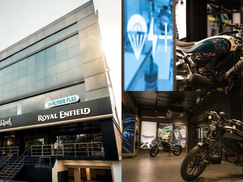 Flying Flea C6 Hyderabad electric motorcycle launch, Royal Enfield retail store