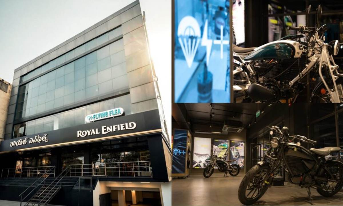 Flying Flea C6 Hyderabad electric motorcycle launch, Royal Enfield retail store