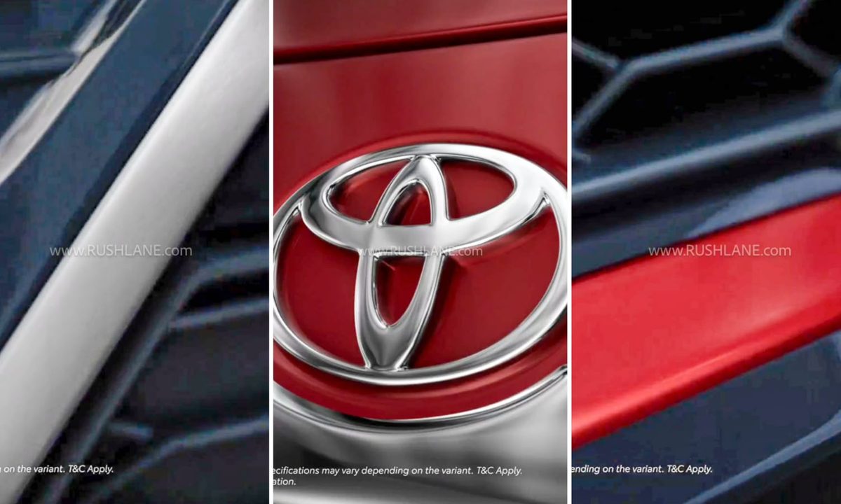 Toyota Glanza facelift teaser showing revised front grille and bumper design